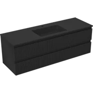 Szafki łazienkowe - Mexen Rivel szafka łazienkowa 140 cm z umywalką Otis, 2 szuflady, ryflowana , czarna mat - 91A20-14047-2-BFF71-W18M71 - miniaturka - grafika 1
