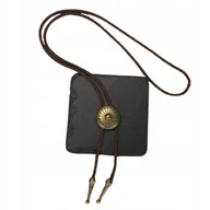 Krawaty i muchy męskie - BOLO KRAWAT Kowbojski TEXAS rzemyk TARCZA KWIAT złoto TYGRYSIE OKO KAMIEŃ - miniaturka - grafika 1