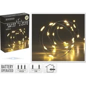 Oświetlenie świąteczne - Drut srebrny z gwiazdkami 100 LED ciepły biały 495 cm - miniaturka - grafika 1