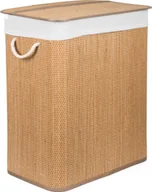 Kosze na bieliznę - G21 105 l kosz na pranie z przegrodą, bambusowy z białym koszem - miniaturka - grafika 1