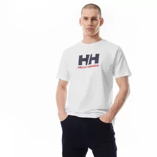 Koszulki sportowe męskie - Męski t-shirt z nadrukiem Helly Hansen HH Logo T-Shirt - biały - HELLY HANSEN - grafika 1