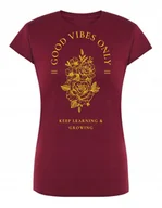 Koszulki i topy damskie - T-Shirt damski nadruk Good Vibes Only KWIATY r.L - miniaturka - grafika 1
