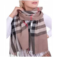Apaszki i szaliki damskie - Brązowy Ciepły Cashmere szalik damski angielska krata SZA-56 - miniaturka - grafika 1