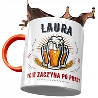 Kubki - Kubek Pomarańczowy Dla Laury Koleżanki Żony z Nadrukiem ze Zdjęciem + Opakowanie na prezent (wzór 02) - miniaturka - grafika 1