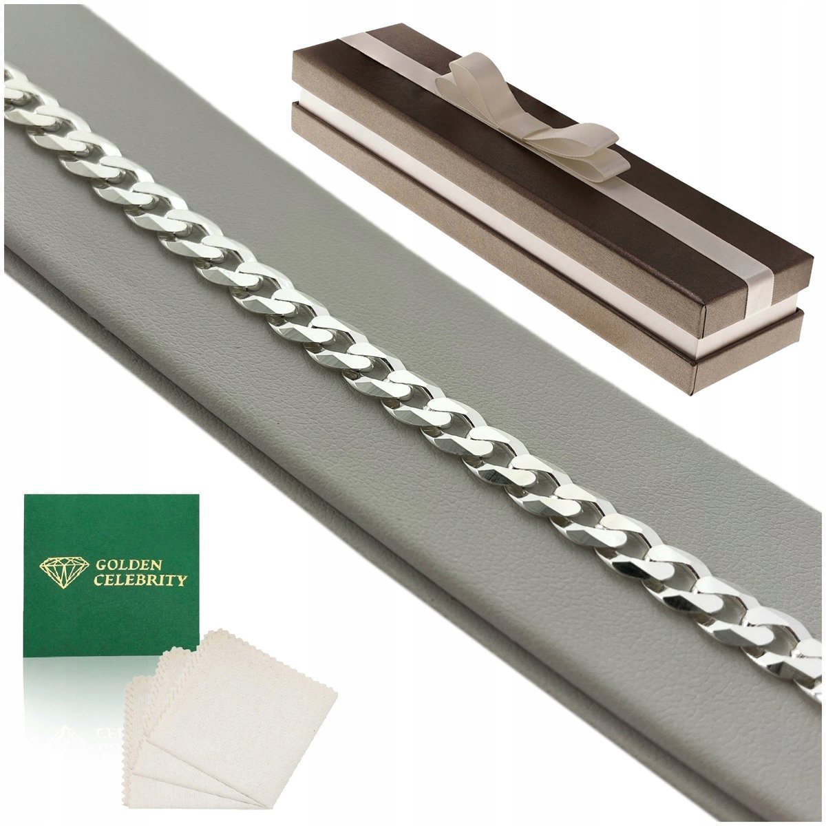 Gruba Bransoletka Męska Srebrna Pancerka 21Cm/7,5Mm 925 Prezent + Gratisy