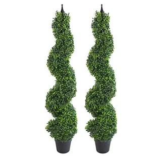 Leaf LEAF-7164-PAIR sztuczna wieża bukszpanowa topiary spirala skręcona metalowa górna konstrukcja UK, 120 cm - Sztuczne drzewka - miniaturka - grafika 1