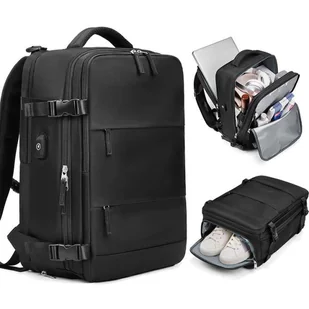 Plecak do samolotu bagaż podręczny Ryanair Wizzair kabinowy Usb 45x28cm - Plecaki - miniaturka - grafika 1
