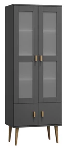 Witryna drewniana Venuci drzwiczki 89 cm szara - Witryny - miniaturka - grafika 1