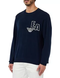 Emporio Armani Męska bluza z kapturem Corduroy Fleece Crew Neck, morski, M - Bluzy męskie - miniaturka - grafika 1