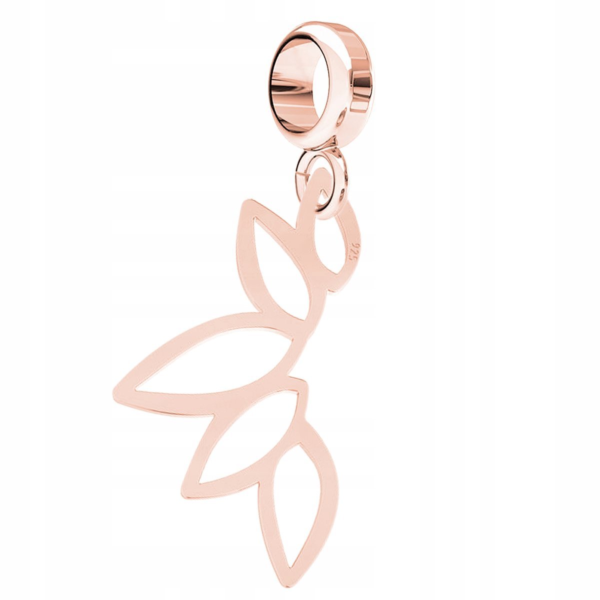 Charms Ażurowy Liść różowe złoto srebro 925