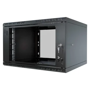 Szafa wisząca Standard 19" 6U, 450mm, drzwi szklane, czarna - Szafy rack - miniaturka - grafika 1
