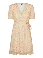 Sukienki - VERO MODA Vmsmilla sukienka damska z krótkim dekoltem w serek WVN Ga, Snow White/Aop: mari, M - miniaturka - grafika 1