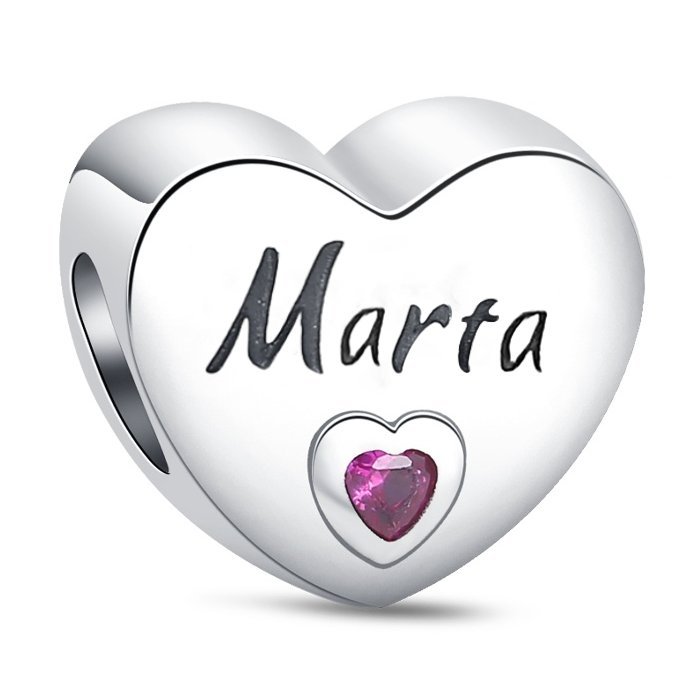 Charms Zawieszka SREBRO 925 koralik Imię Marta Serce