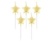 Dekoracje i nakrycia stołu na imprezę - Godan Świeczki urodzinowe gwiazdki złote 5 sztuk PF-SPGZ PF-SPGZ - miniaturka - grafika 1