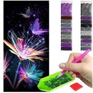 Zabawki kreatywne - Haft Diamentowy ARTULIO, Obraz DIY 5D, Diamond Painting, Mozaika Diamentowa 40X80cm (Motyle wśród kwiatów) + Zestaw Akcesoriów - miniaturka - grafika 1