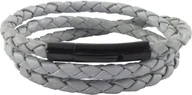 Naszyjniki męskie - König Design skórzany naszyjnik skórzany pasek skórzana bransoletka 7 mm męski naszyjnik 17 cm - 100 cm pleciony, długość: 80 centymetrów, kolor: jasnoszary - miniaturka - grafika 1
