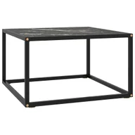 Ławy i stoliki kawowe - The Living Store Stolik kawowy czarny z czarnym szkłem o marmurowym wyglądzie 60x60x35 - miniaturka - grafika 1