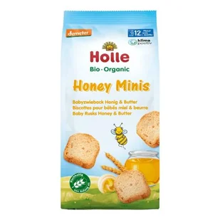HOLLE Bio Mini sucharki z miodem i masłem, 100g - Kaszki dla dzieci - miniaturka - grafika 1