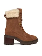 Kozaki damskie - Tommy Hilfiger Trzewiki Th Shearling Lace Up Boot FW0FW08999 Brązowy - miniaturka - grafika 1