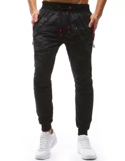 Spodnie męskie - Spodnie męskie dresowe moro czarne Dstreet UX3626 - grafika 1