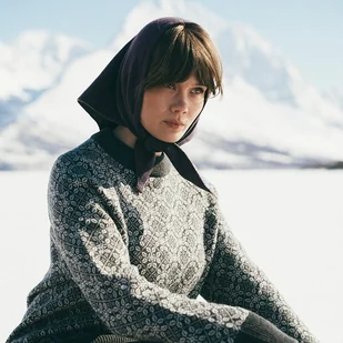 Apaszka Fioletowa BIRUANG 100% etycznej wełny merino RWS - Apaszki i szaliki damskie - miniaturka - grafika 1