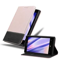 Etui i futerały do telefonów - Etui Cadorabo na telefon komórkowy Nokia Lumia 925 w kolorze ROSE GOLD BLACK z zapięciem magnetycznym, funkcją podstawki i kieszenią na karty Etui Etui ochronne Etui Book Flap Style - miniaturka - grafika 1