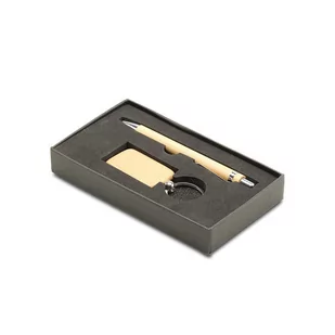 Zestaw długopis i brelok Ovar, brązowy - Długopisy - miniaturka - grafika 1