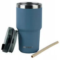 Kubki termiczne - Kubek termiczny ze słomką ustnikiem stal nierdzewna 600 ml szary KITE - miniaturka - grafika 1