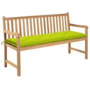 Ławki ogrodowe - vidaXL Lumarko Ławka ogrodowa z jasnozieloną poduszką, 150 cm, drewno tekowe 3062729 - miniaturka - grafika 1