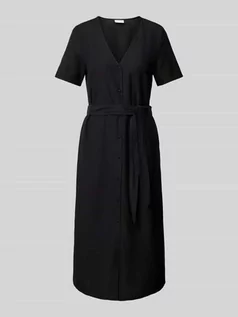 Sukienki - Sukienka o długości do kolan z wiązanym paskiem model ‘PRISILLA’ - grafika 1