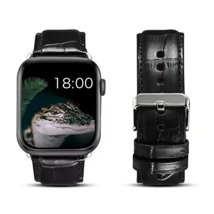 SKÓRZANY PASEK NA WZÓR SKÓRY KROKODYLA APPLE WATCH (38 / 40/ 41 MM) CZARNY - Akcesoria do smartwatchy - miniaturka - grafika 1