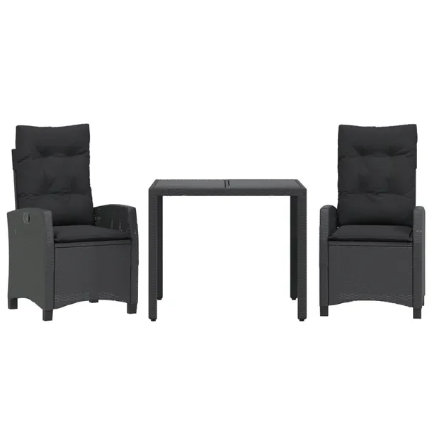 Zestaw mebli ogrodowych czarny - stół 90x90x75 cm, krzesła 57x66x93 cm