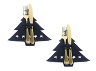 Dekoracje i nakrycia stołu na imprezę - Etui na sztućce ze sztywnego filcu - Choinka - 2 szt. - miniaturka - grafika 1
