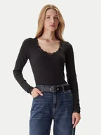 Bluzki damskie - Tommy Hilfiger Bluzka UW0UW06071 Czarny Slim Fit - miniaturka - grafika 1