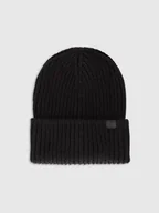 Czapki damskie - 4F Czapka zimowa z dodatkiem wełny damska - czarna Uniwersalny - miniaturka - grafika 1