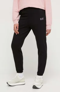 EA7 Emporio Armani spodnie dresowe kolor czarny z nadrukiem - Spodnie damskie - miniaturka - grafika 1
