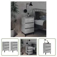 Szafki nocne - The Living Store Szafki nocne z metalowymi nogami 2 szt. Beton szary 40x35x69 cm - miniaturka - grafika 1