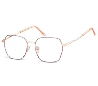 Okulary korekcyjne, oprawki, szkła - Okulary zerówki oprawki Optyczne Korekcyjne 913A różowe złoto + fiolet - miniaturka - grafika 1