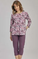 Piżamy damskie - Piżama damska o długości 3/4 104685, Kolor fioletowy-wzór, Rozmiar 3XL, Wadima - Intymna - miniaturka - grafika 1