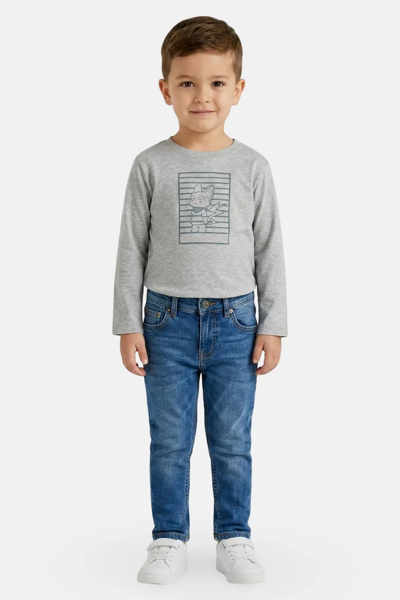 UNITED COLORS OF BENETTON SZARA BAWEŁNIANA BLUZKA Z NADRUKIEM DŁUGI 82 7FA