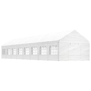vidaXL Namiot ogrodowy z dachem, biały, 17,84x4,08x3,22 m, polietylen - Pawilony ogrodowe - miniaturka - grafika 1