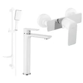 Baterie umywalkowe - Mexen Alfa DF54 zestaw prysznicowy, biały/chrom - miniaturka - grafika 1