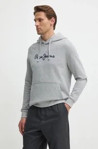 Pepe Jeans bluza bawełniana NEW JOE HOODIE męska kolor szary z kapturem z aplikacją PM582716 - Bluzy męskie - miniaturka - grafika 1