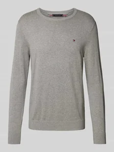 Sweter z dzianiny z wyhaftowanym logo - Swetry męskie - miniaturka - grafika 1