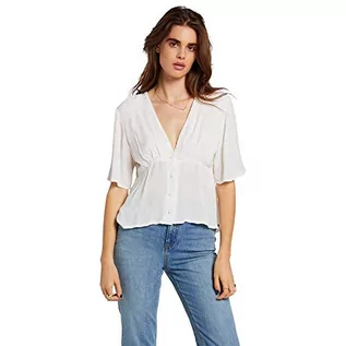 Koszulki i topy damskie - Volcom Damski top Coco Button Thru biały biały (Star White) XL B0432004 - grafika 1