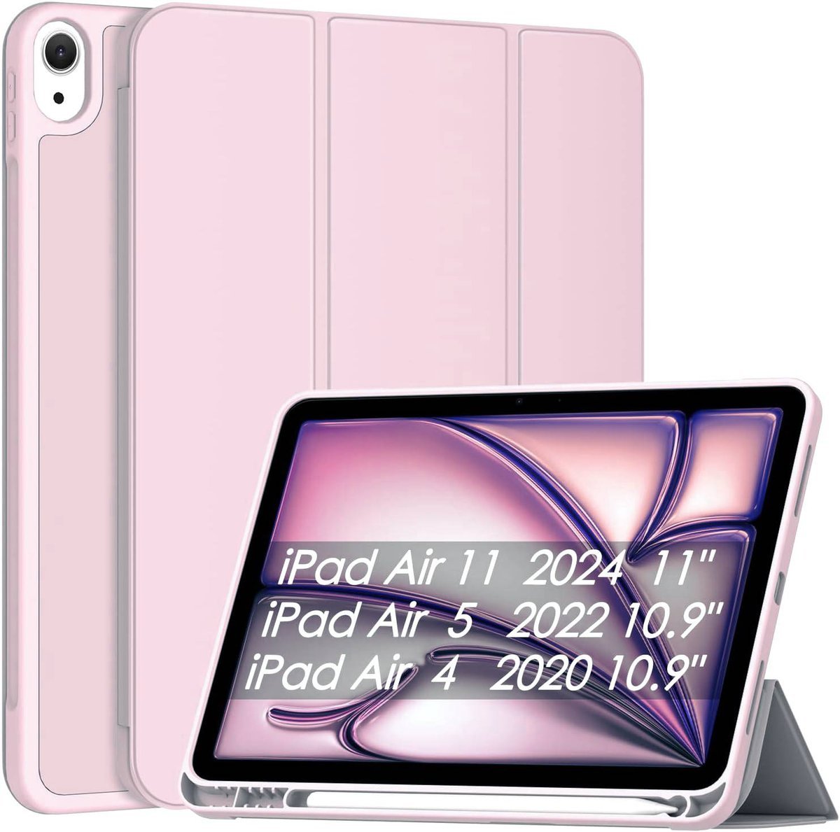 Sonlaryin Etui iPad Air 11 2024 Różowe z Uchwytem na Apple Pencil Auto Wake