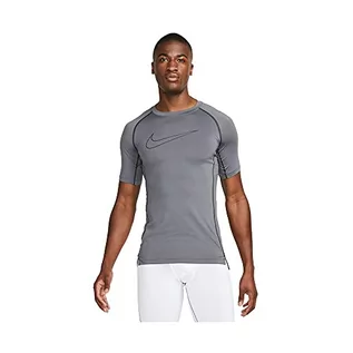 Koszulki męskie - Nike Męski t-shirt M Np Df Tight Top Ss, Iron Grey/Black/Black, 3XL - grafika 1