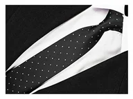 Krawaty i muchy męskie - WĄSKI 6cm Krawat Męski Groszki Śledź CZARNY rw52 - miniaturka - grafika 1