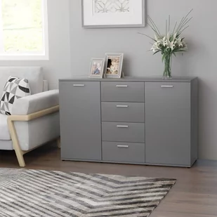 vidaXL Komoda, szara, 120x35,5x75 cm, płyta wiórowa - Komody - miniaturka - grafika 1