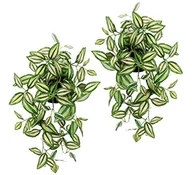 Sztuczne kwiaty - Sztuczna zawieszka z doniczką, zestaw 2 sztuk, sztuczna roślina Tradescantia, wisząca dekoracja, roślina wisząca, pnącza, kwietnik, roślina zielona, roślina pokojowa, roślina pnąca, bluszcz - miniaturka - grafika 1